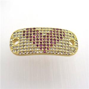 copper connector paved zircon, rectangle, gold plated, approx 11-25mm [FN11521]