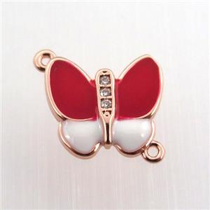 copper butterfly connector paved zircon, rose gold, approx 13-15mm [FN11538]