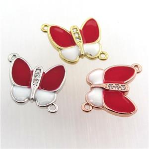copper butterfly connector paved zircon, mix color, approx 13-15mm [FN11539]