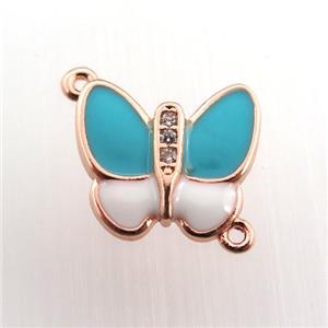 copper butterfly connector paved zircon, rose gold, approx 13-15mm [FN11542]