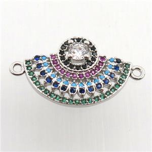 copper fan pendant paved zircon, platinum plated, approx 18-20mm [FN11557]