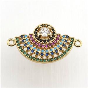 copper fan pendant paved zircon, gold plated, approx 18-20mm [FN11558]