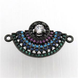 copper fan pendant paved zircon, black plated, approx 18-20mm [FN11559]