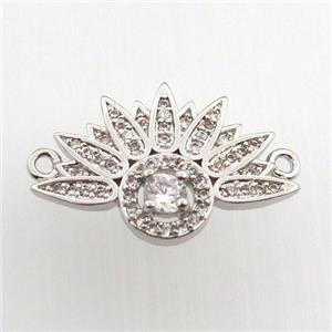 copper fan pendant paved zircon, platinum plated, approx 14-20mm [FN11561]