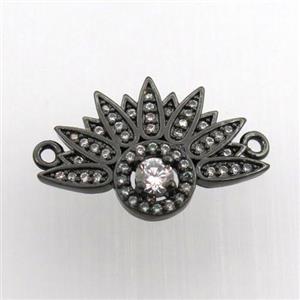 copper fan pendant paved zircon, black plated, approx 14-20mm [FN11563]