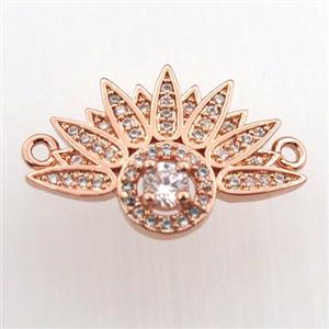 copper fan pendant paved zircon, rose gold, approx 14-20mm [FN11564]