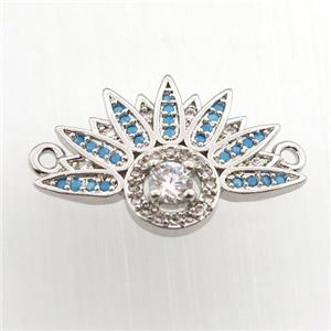 copper fan pendant paved zircon, platinum plated, approx 14-20mm [FN11566]