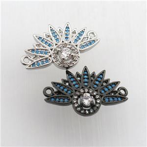 copper fan pendant paved zircon with 2loops, mix color, approx 14-20mm [FN11568]