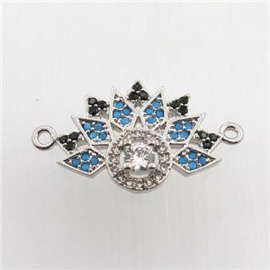 copper pendant paved zircon, platinum plated, approx 14-20mm [FN11569]