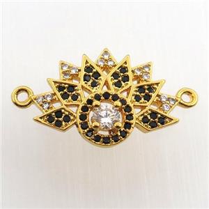 copper pendant paved zircon with 2loops, gold plated, approx 14-20mm [FN11570]