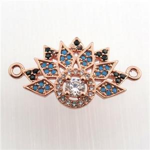 copper pendant paved zircon with 2loops, rose gold, approx 14-20mm [FN11571]