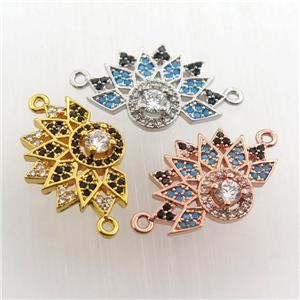 copper pendant paved zircon with 2loops, mix color, approx 14-20mm [FN11572]