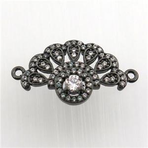 copper fan pendant paved zircon with 2loops, black plated, approx 14-20mm [FN11575]