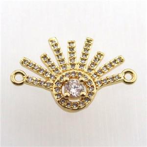 copper pendant paved zircon, gold plated, approx 16-20mm [FN11581]