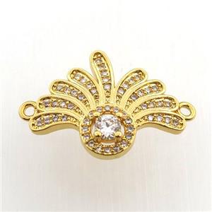 copper pendant paved zircon, gold plated, approx 16-20mm [FN11582]
