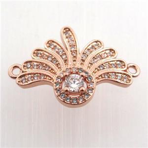 copper pendant paved zircon, rose gold, approx 16-20mm [FN11583]