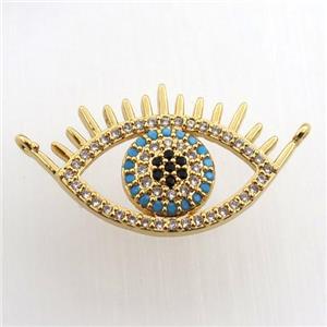 copper eye pendant paved zircon with 2loops, gold plated, approx 14-25mm [FN11589]