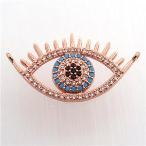 copper eye pendant paved zircon with 2loops, rose gold, approx 14-25mm [FN11590]