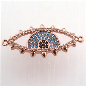 copper eye connector paved zircon, rose gold, approx 13-25mm [FN11594]