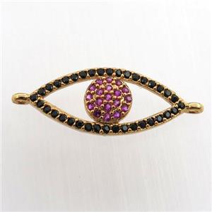copper eye connector paved zircon, gold plated, approx 9-21mm [FN11604]