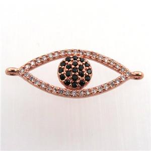 copper eye connector paved zircon, rose gold, approx 9-21mm [FN11605]