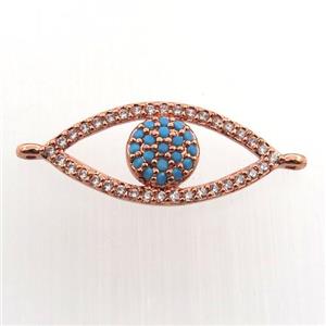 copper eye connector paved zircon, rose gold, approx 9-21mm [FN11606]