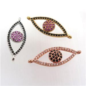 copper eye connector paved zircon, mix color, approx 9-21mm [FN11607]