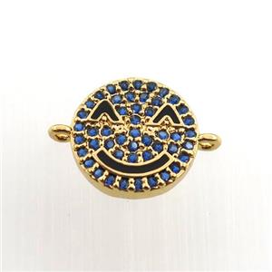 copper Emoji connector paved zircon, gold plated, approx 12mm dia [FN11611]