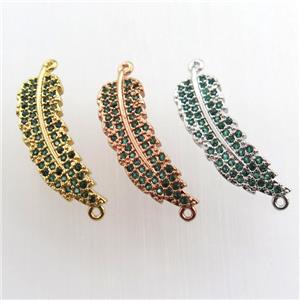 copper leaf connector paved zircon, mix color, approx 8-22mm [FN11621]