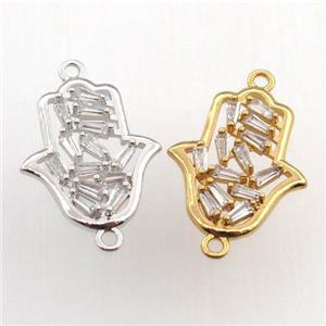 copper hamsahand connector paved zircon, mix color, approx 15-18mm [FN11632]