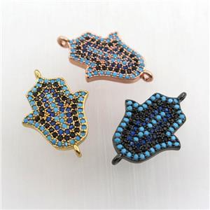 copper hamsahand connector paved zircon, mix color, approx 15-18mm [FN11637]