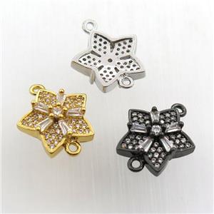 copper flower connector paved zircon, mix color, approx 14mm dia [FN11645]