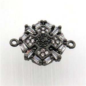 copper cross connector paved zircon, black plated, approx 14mm dia [FN11674]