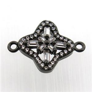 copper cross connector paved zircon, black plated, approx 14-14mm [FN11678]