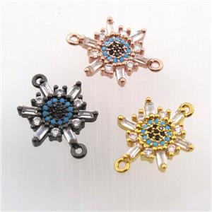 copper flower connector paved zircon, mix color, approx 14mm [FN11684]