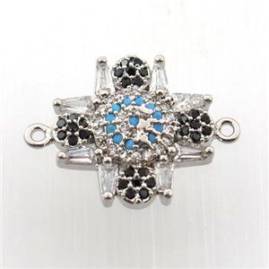 copper connector paved zircon, platinum plated, approx 15-15mm [FN11690]