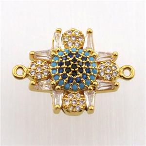 copper connector paved zircon, gold plated, approx 15-15mm [FN11691]