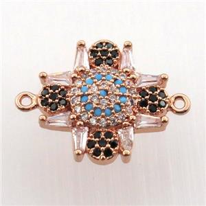 copper connector paved zircon, rose gold, approx 15-15mm [FN11692]