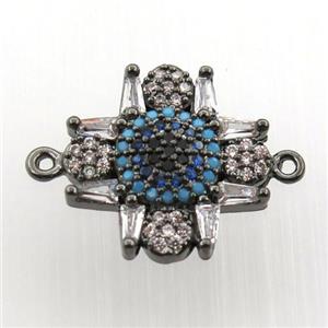 copper connector paved zircon, black plated, approx 15-15mm [FN11693]