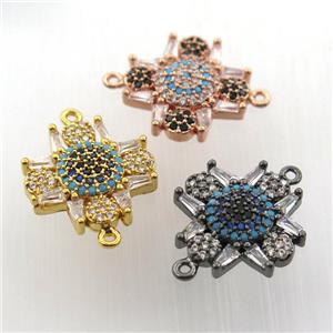 copper connector paved zircon, mix color, approx 15-15mm [FN11694]