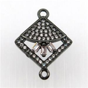 copper connector paved zircon, square, black plated, approx 10x10mm [FN11711]
