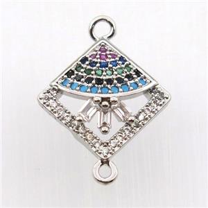 copper connector paved zircon, square, platinum plated, approx 10x10mm [FN11713]