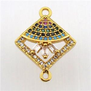 copper connector paved zircon, square, gold plated, approx 10x10mm [FN11714]