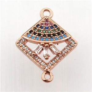 copper connector paved zircon, square, rose gold, approx 10x10mm [FN11715]