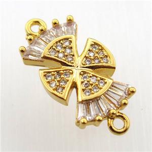 copper windmill connector paved zircon, gold plated, approx 10-16mm [FN11718]