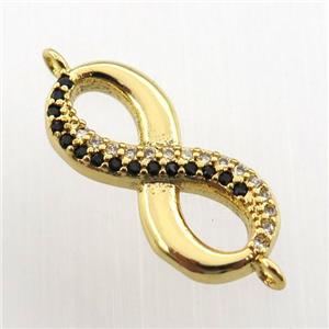 copper infinity connector paved zircon, gold plated, approx 8-18mm [FN11738]