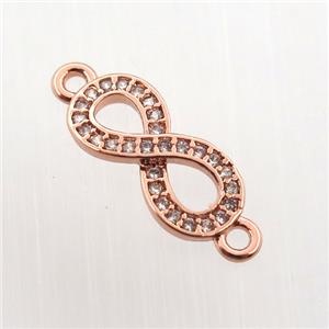 copper infinity connector paved zircon, rose gold, approx 6-14mm [FN11741]