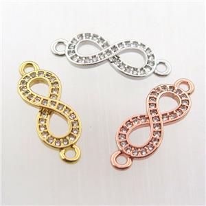 copper infinity connector paved zircon, mix color, approx 6-14mm [FN11742]