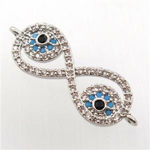 copper infinity connector paved zircon, platinum plated, approx 9-23mm [FN11743]