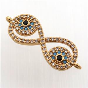 copper infinity connector paved zircon, gold plated, approx 9-23mm [FN11744]